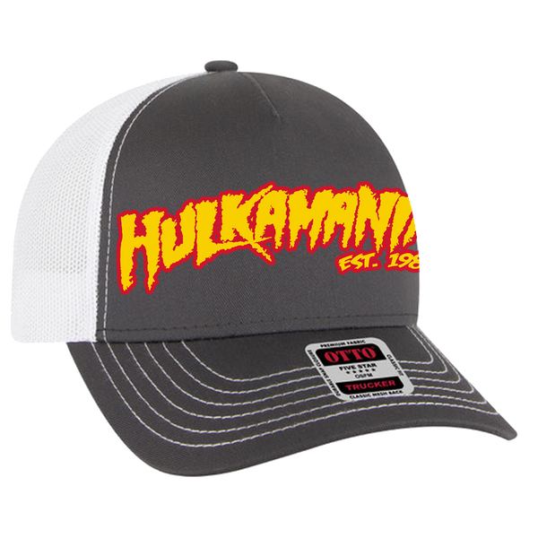 Gray/White Hulkamania Yellow/Red Letters Trucker Hat