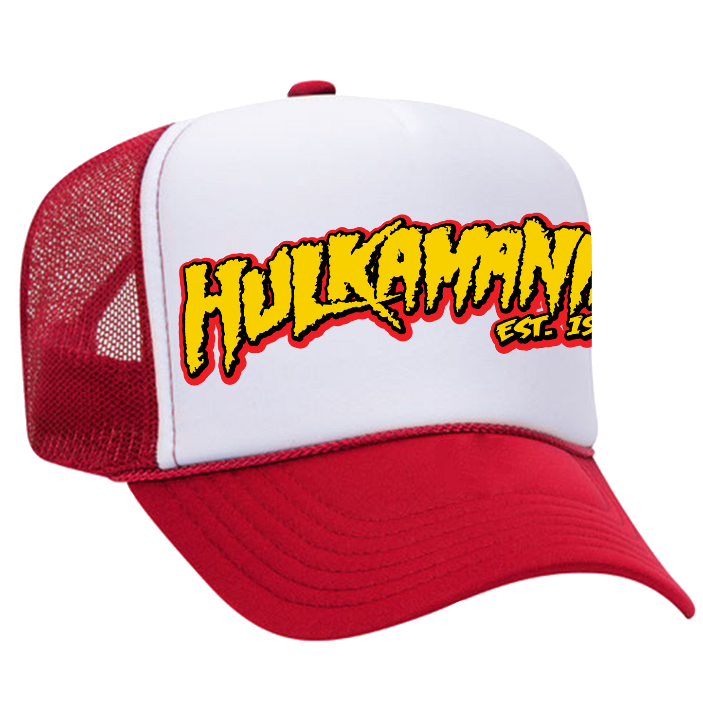 Red/White Hulkamania Yellow/Red Letters Trucker Hat