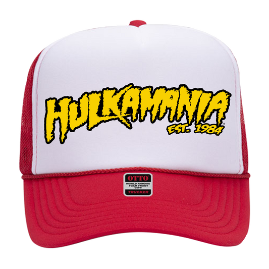 Red/White Hulkamania Yellow/Black Letters Trucker Hat