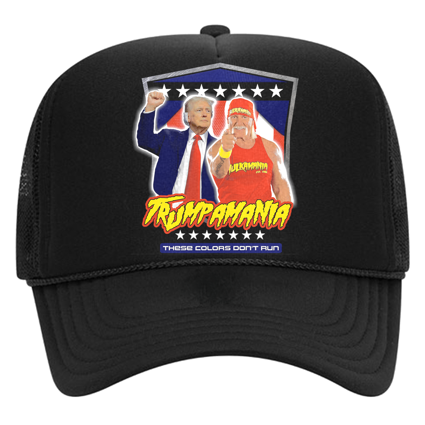 Black Trumpamania Shield Trucker Hat