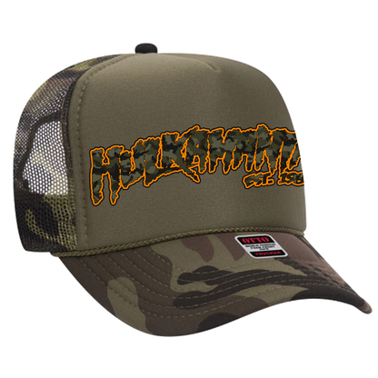 Green Camo/Green Hulkamania Green Camo/Orange Letters Trucker Hat