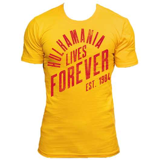 Yellow Hulkamania Lives Forever Adult T-Shirt