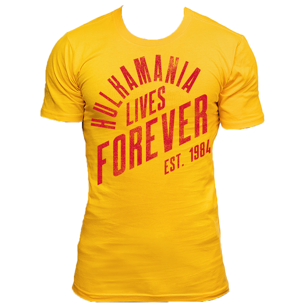 Hulkamania Lives Forever Yellow Adult T-Shirt