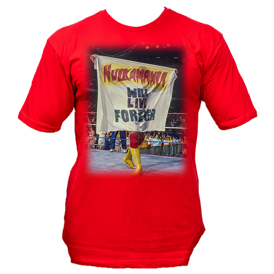 Red Hulkamania Will Live Forever Adult T-Shirt
