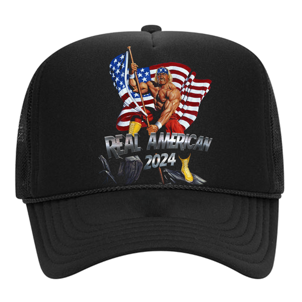 Black Real American Trucker Hat