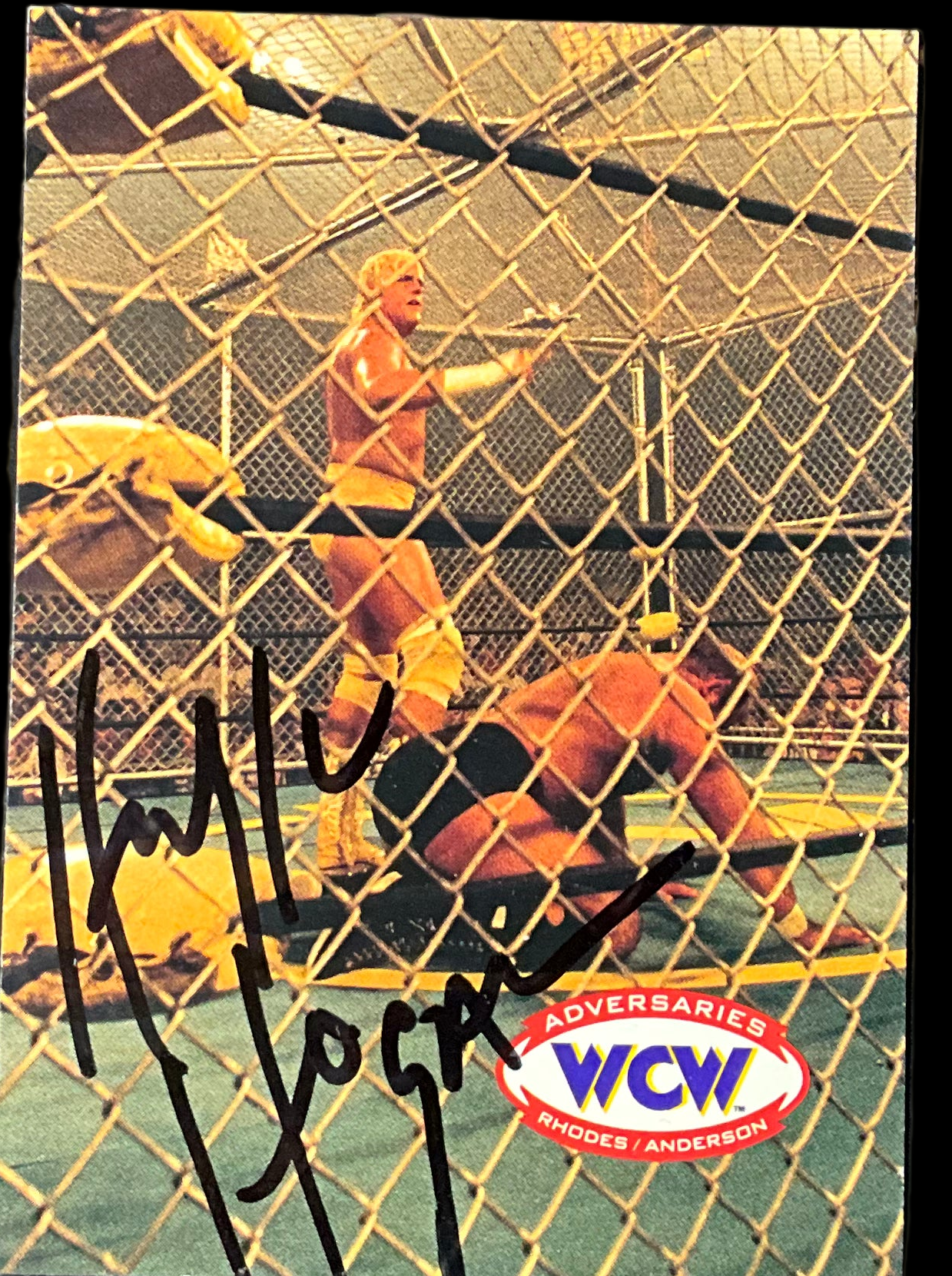 Dustin Rhodes vs Arn Anderson WCW Adversaries # 71 Hulk Hogan Signed Trading Card