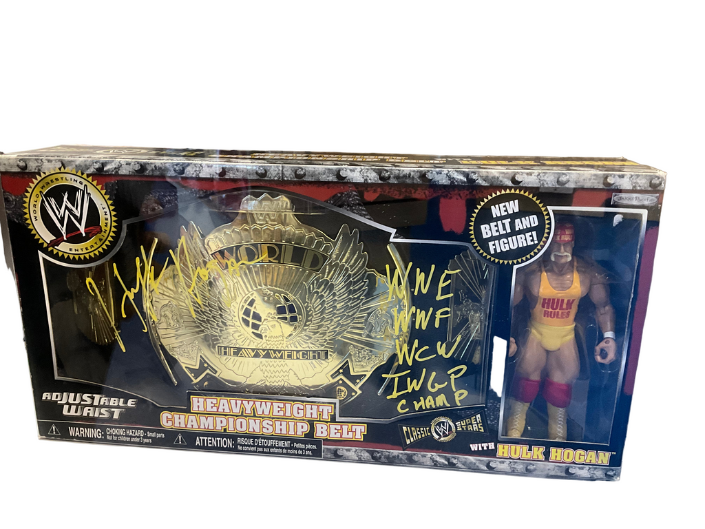 Hulk Hogan Signed WWE Action Figure & Belt – Hogan's Beach Shop