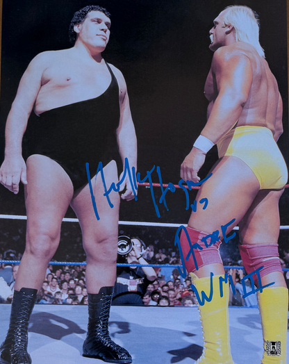 WrestleMania III Hulk Hogan & Andre the Giant Stand Off Autographed 16x20 Poster