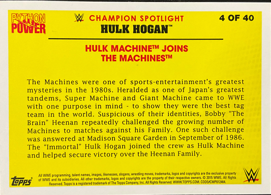 Topps  Hulk Hogan Joins The Machines Trading Card