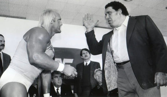 Black & White Hulk Hogan And Andre The Giant Hand 18x24 Unsigned Poster