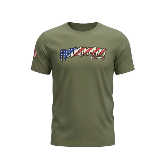 Green American Flag Hulkamania Adult T-Shirt