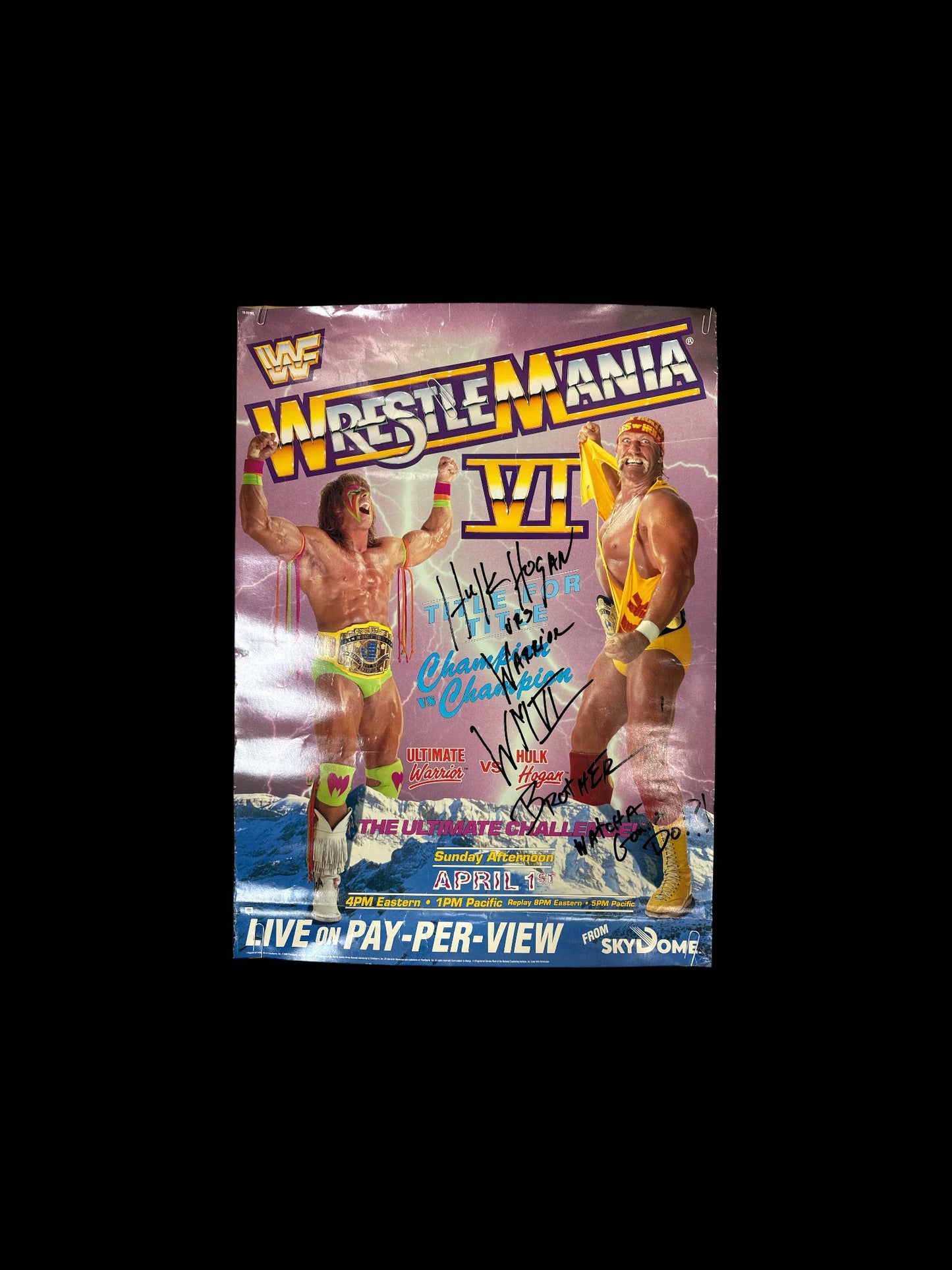 Signed Original Wrestlemania IV Poster