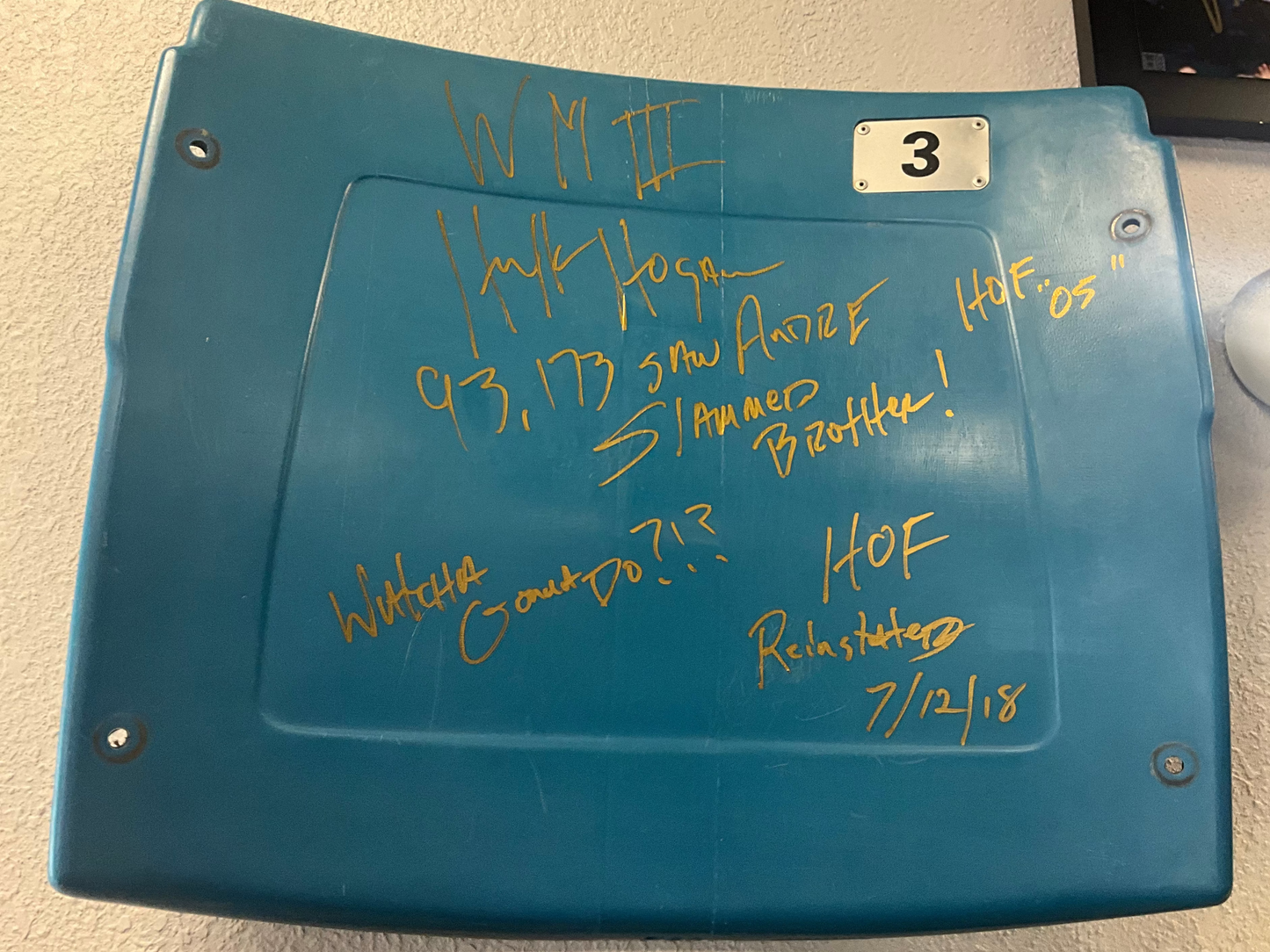 Hulk Hogan Signed Wrestlemania III Pontiac Silverdome Seat #3