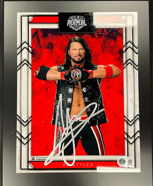 AJ STYLES Focus on the Phenomenal Signed Plaque 13x10 Inches