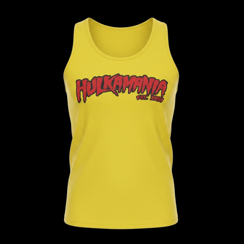 Mens Yellow Hulkamania Tank Top