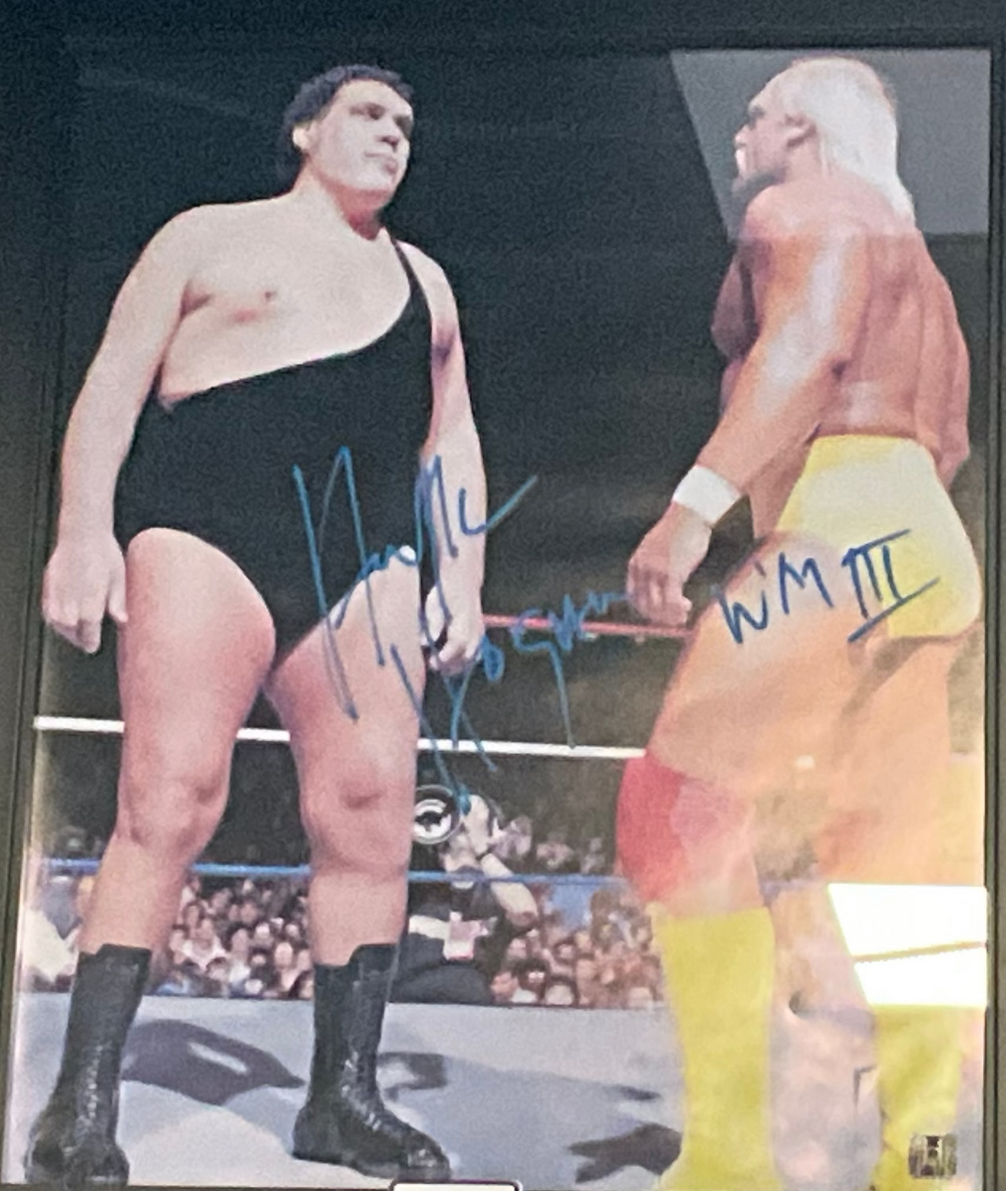 Wrestlemania III Andre Hulk Hogan Signed 16x20 Poster