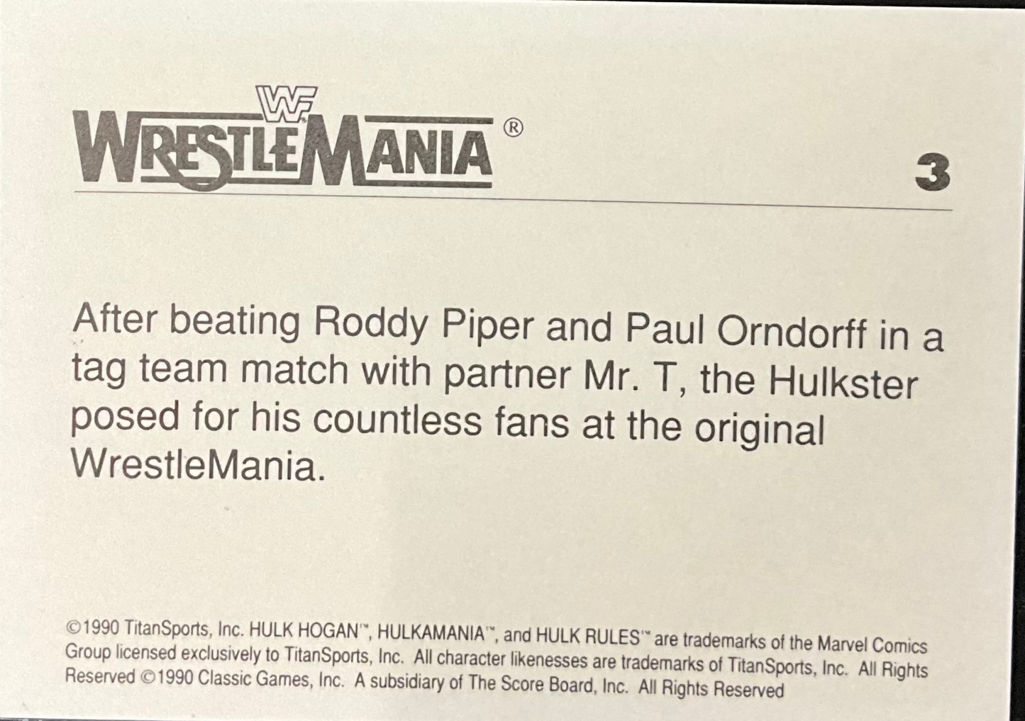 WWF Classic Trading Card # 3