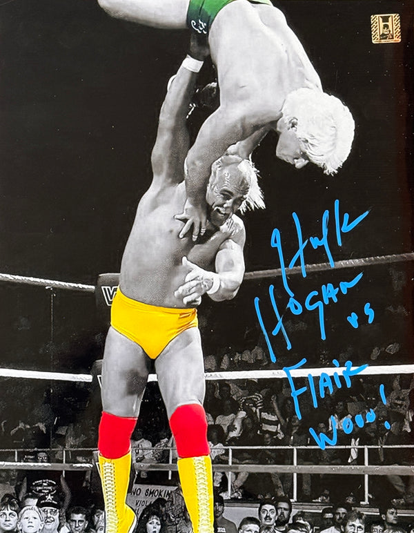Hogan Throws Flair black n’ White Autographed 11x14