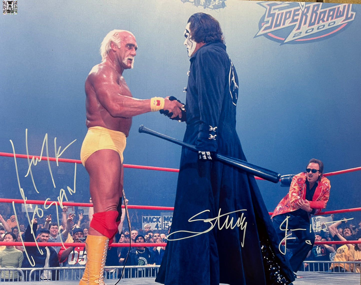 Super Brawl Hulk Hogan, Sting, Jimmy Hart Signed 16x20 Poster