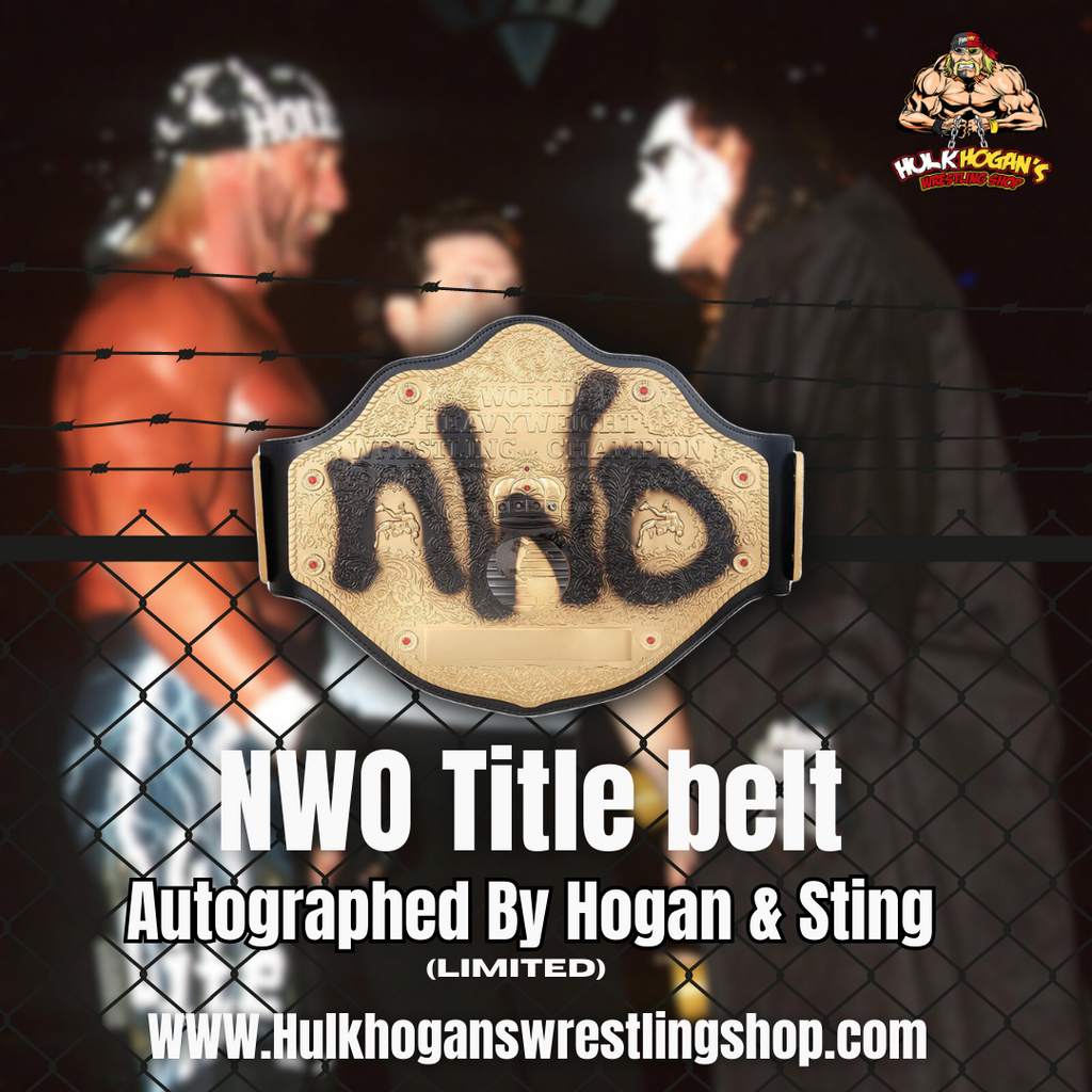 Wolfpac Nwo Title belt Autographed by Sting & Hogan – Hogan's