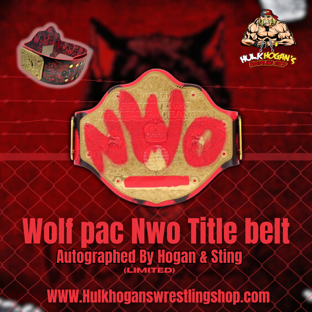 Wolfpac Nwo Title belt Autographed by Sting & Hogan – Hogan's