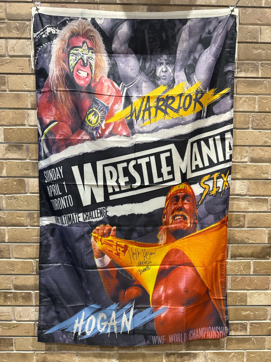 WrestleMania 6 Flag Signed