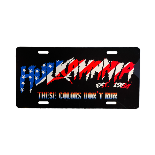 Black American Flag Hulkamania "These Colors Don't Run" License Plate