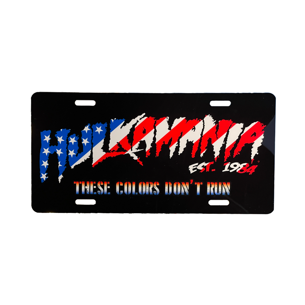 Black American Flag Hulkamania "These Colors Don't Run" License Plate