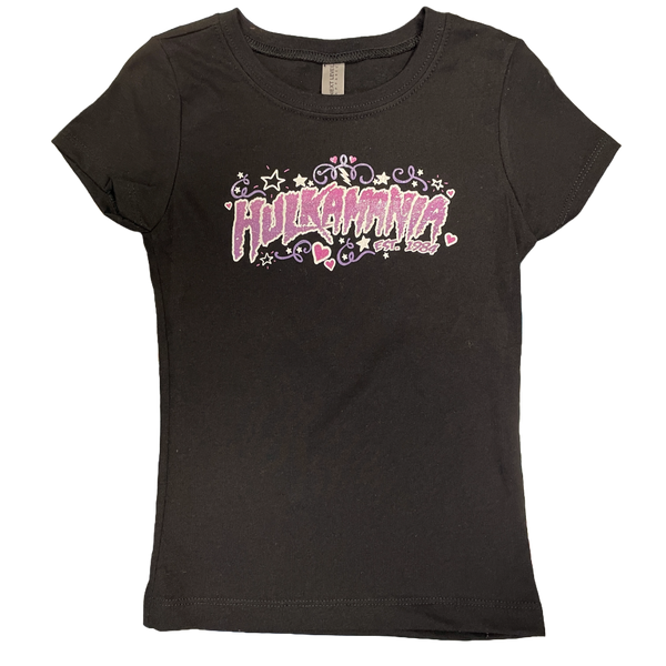 Black Glitter Hulkamania Girls Youth T-Shirt