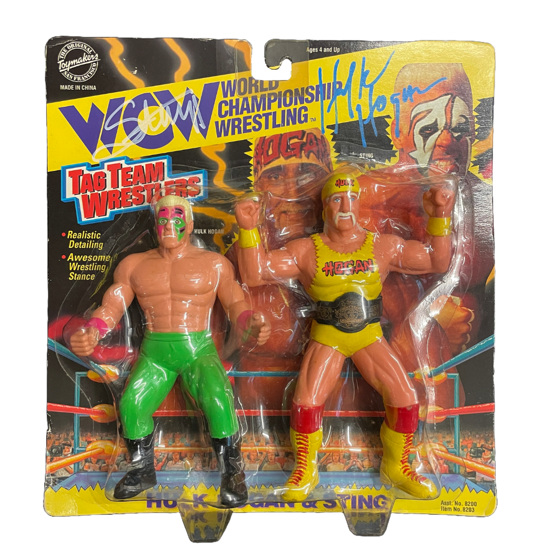 Autographed WCW Tag-Team Wrestlers "Hollywood" Hulk Hogan & Sting 2-Pk Action Figure Set