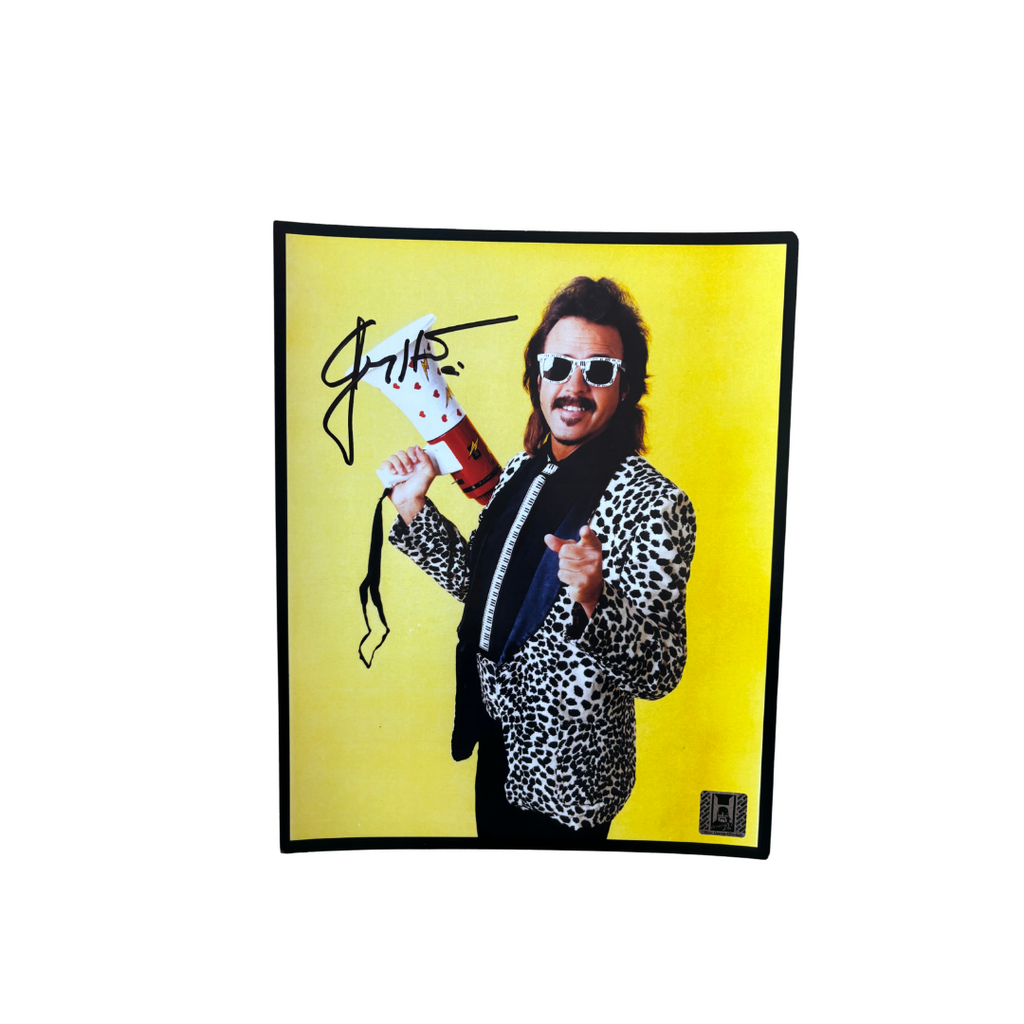 Jimmy Hart Yellow Cheetah Autographed 8x10