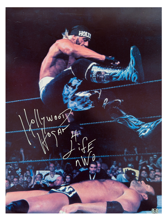 Hollywood Hogan leg drop autographed 16x20