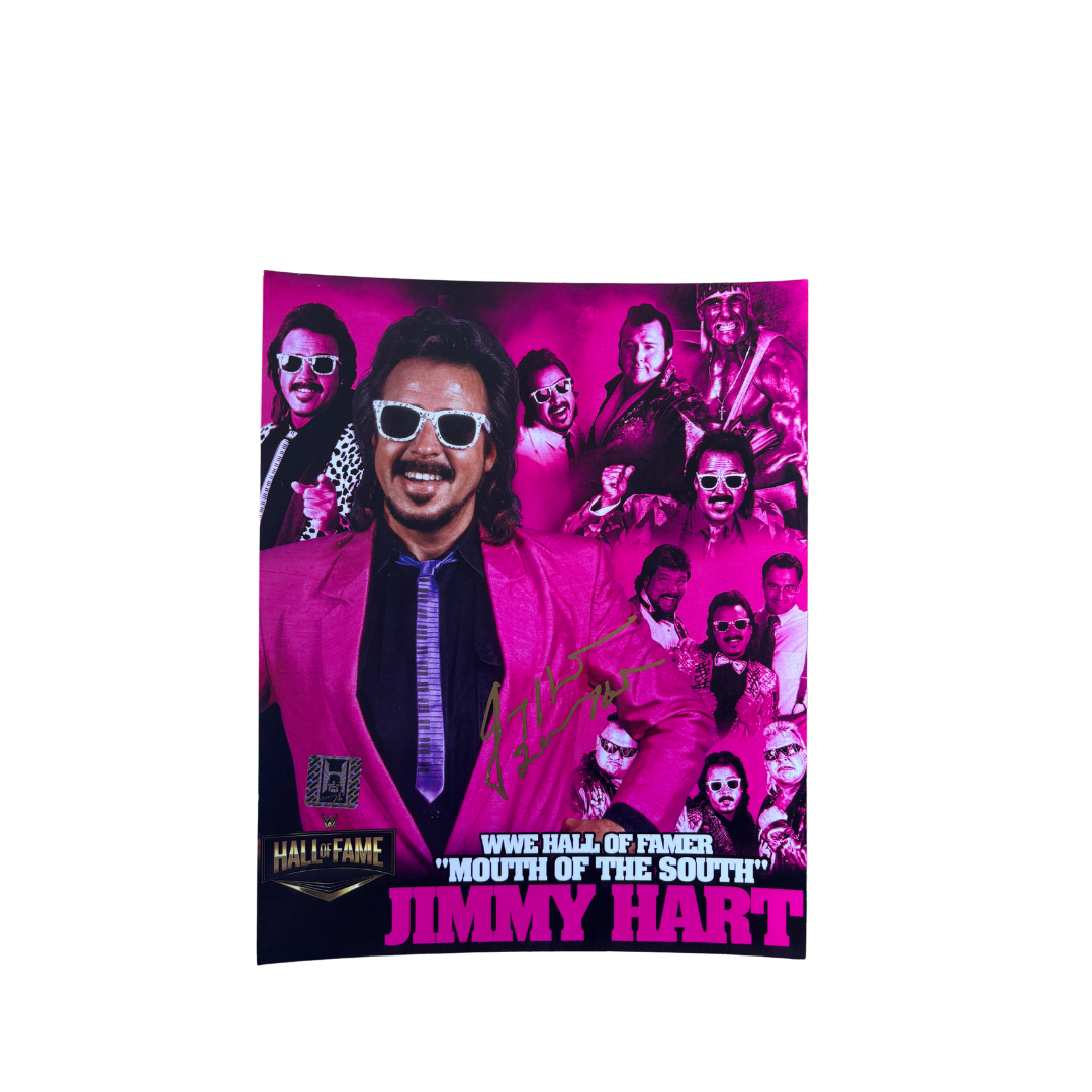 Jimmy Hart Pink Collage Autographed 8x10 Photo