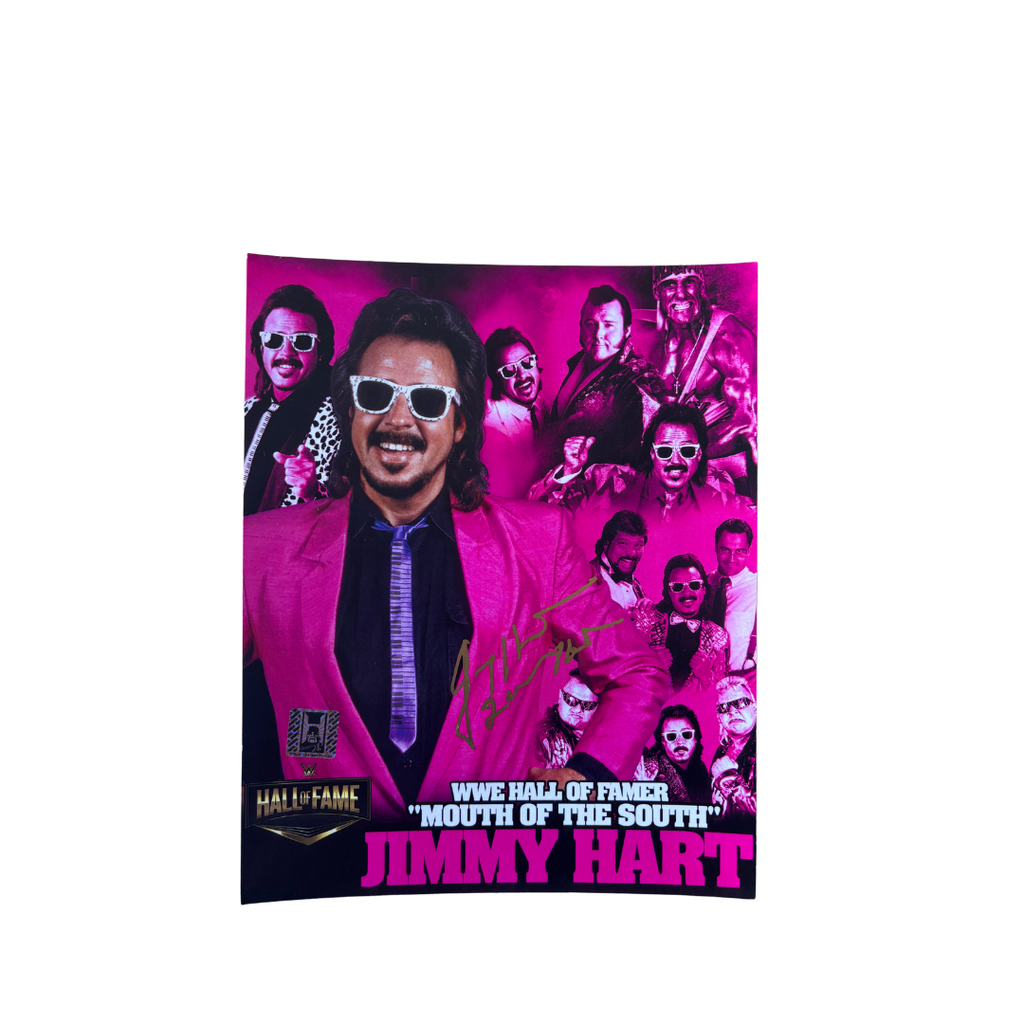 Jimmy Hart Pink collage Autographed 8x10