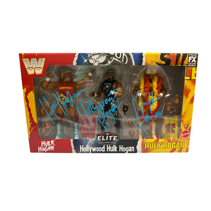 Signed WWE Elite Collection Hulkamania 40th Anniversary Action Figure Set 3pk Signed THREE Times