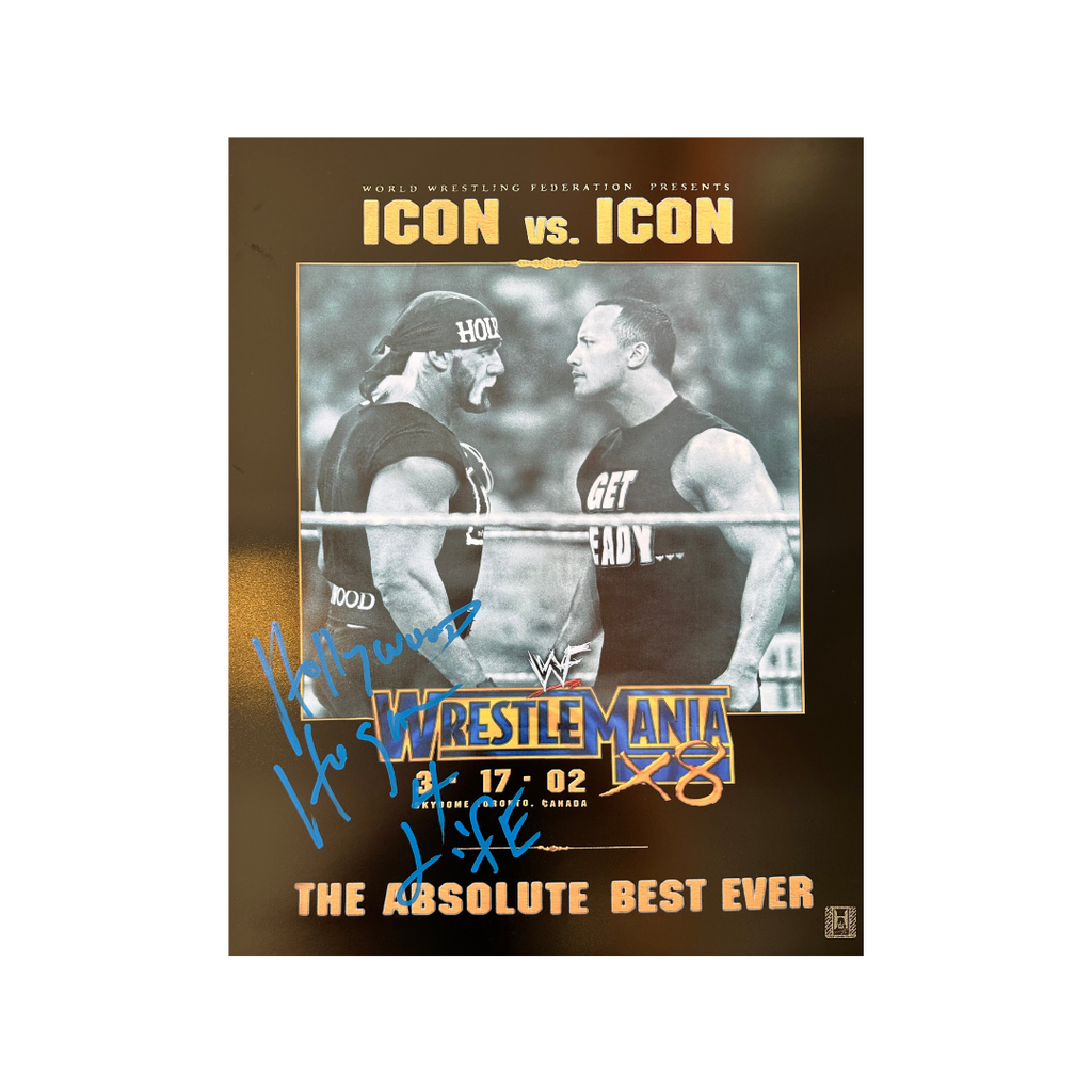Icon vs Icon Hogan vs Rock Autographed 16x20 Poster – Hogan's