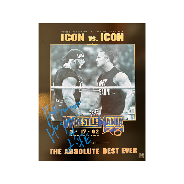 Icon vs Icon Hogan vs Rock Autographed 16x20 Poster