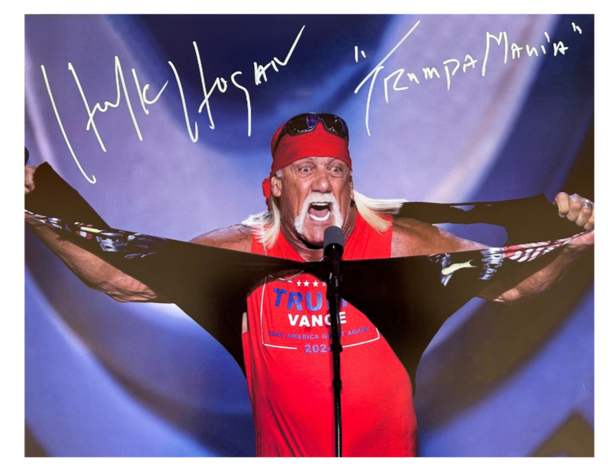 Trumpamania Shirt Rip Autographed 16x20 Poster