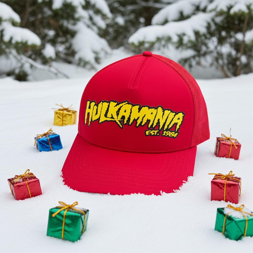 Red Hulkamania Yellow/Black Letters Trucker Hat