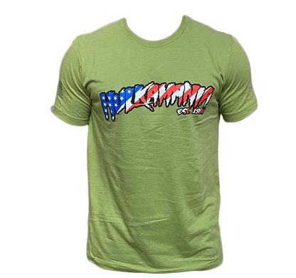 Green American Flag Hulkamania Adult T-Shirt
