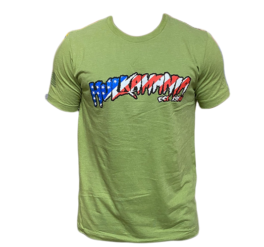 Green American Flag Hulkamania Adult T-Shirt