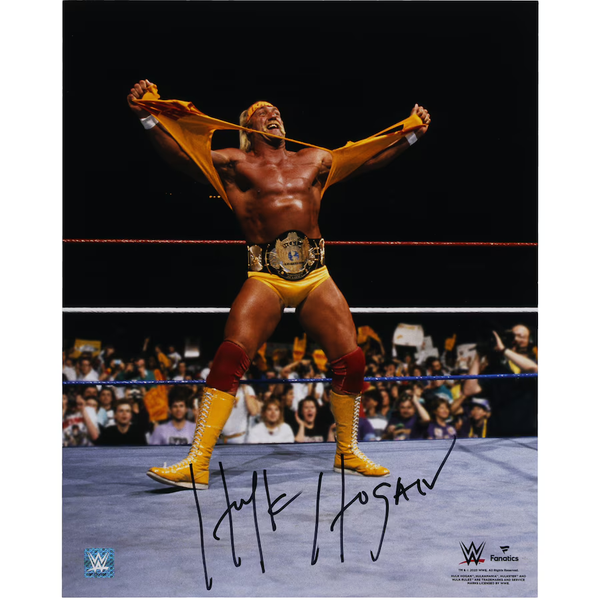 Authentic WWE Fanatics Hulk Hogan Shirt-Rip Autographed 16x20 Poster