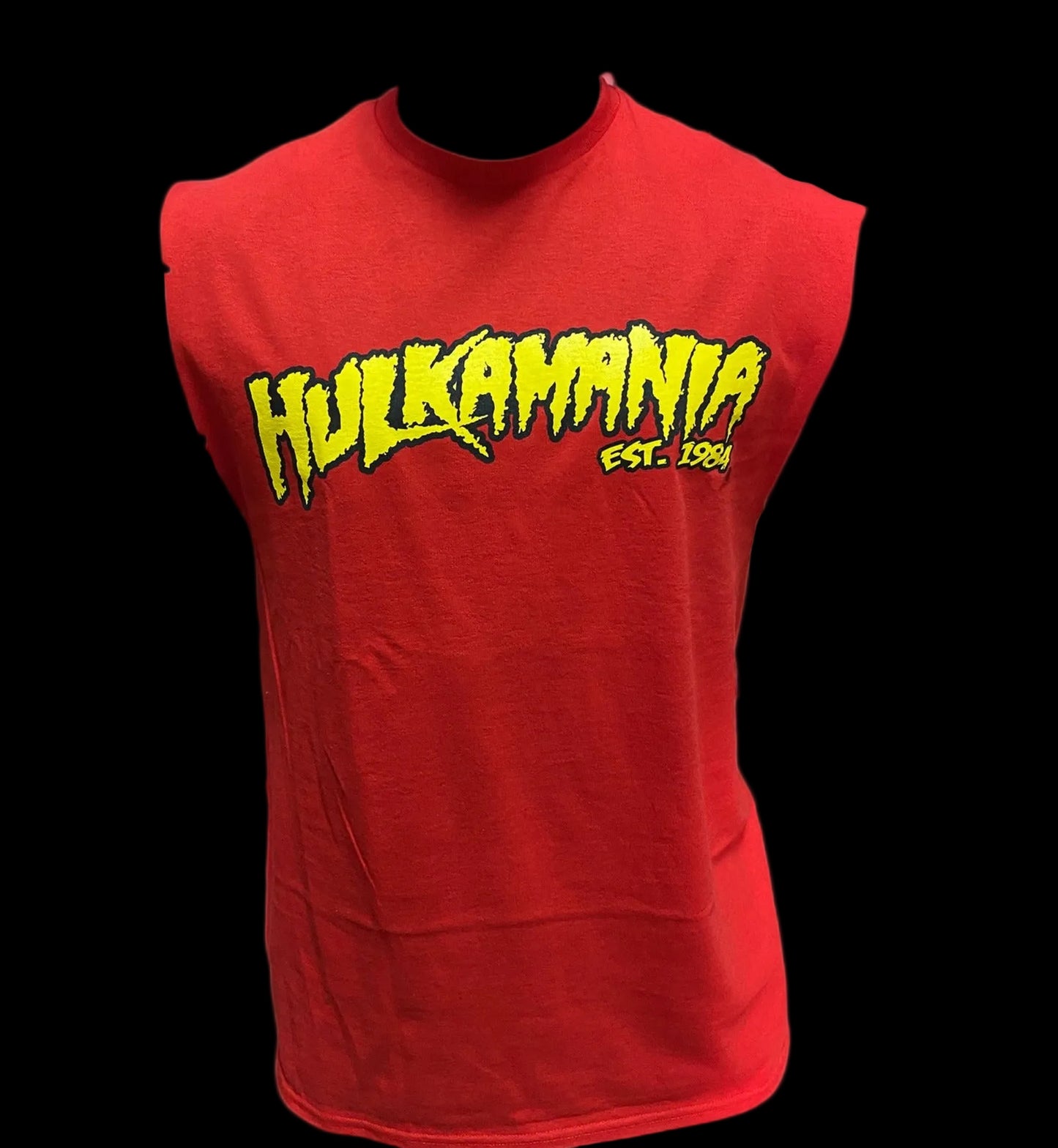 Sleeveless Red Hulkamania Cut Off Adult Tank Top