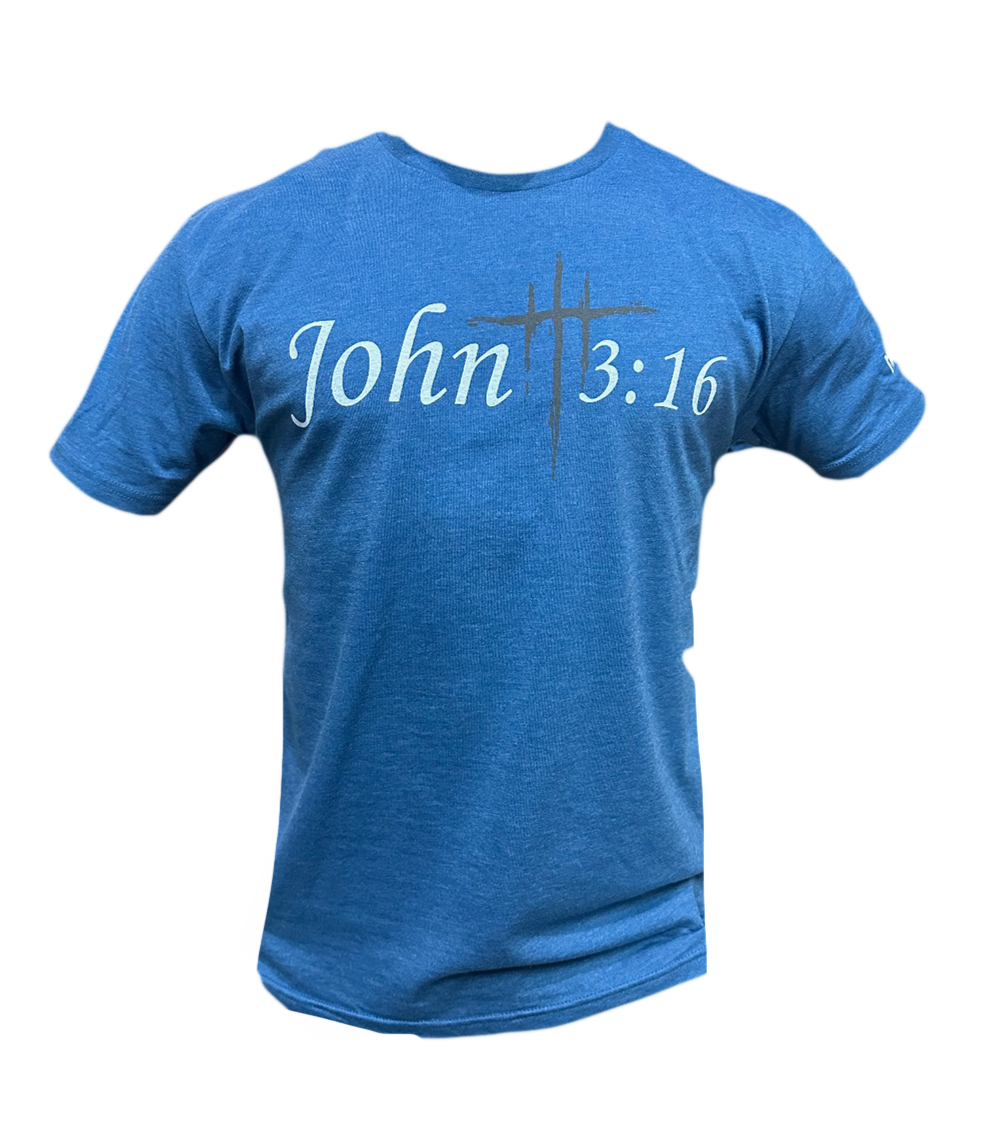 Blue John 3:16 Adult T-Shirt