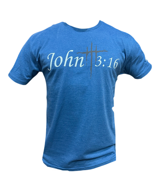 Blue John 3:16 Adult T-Shirt