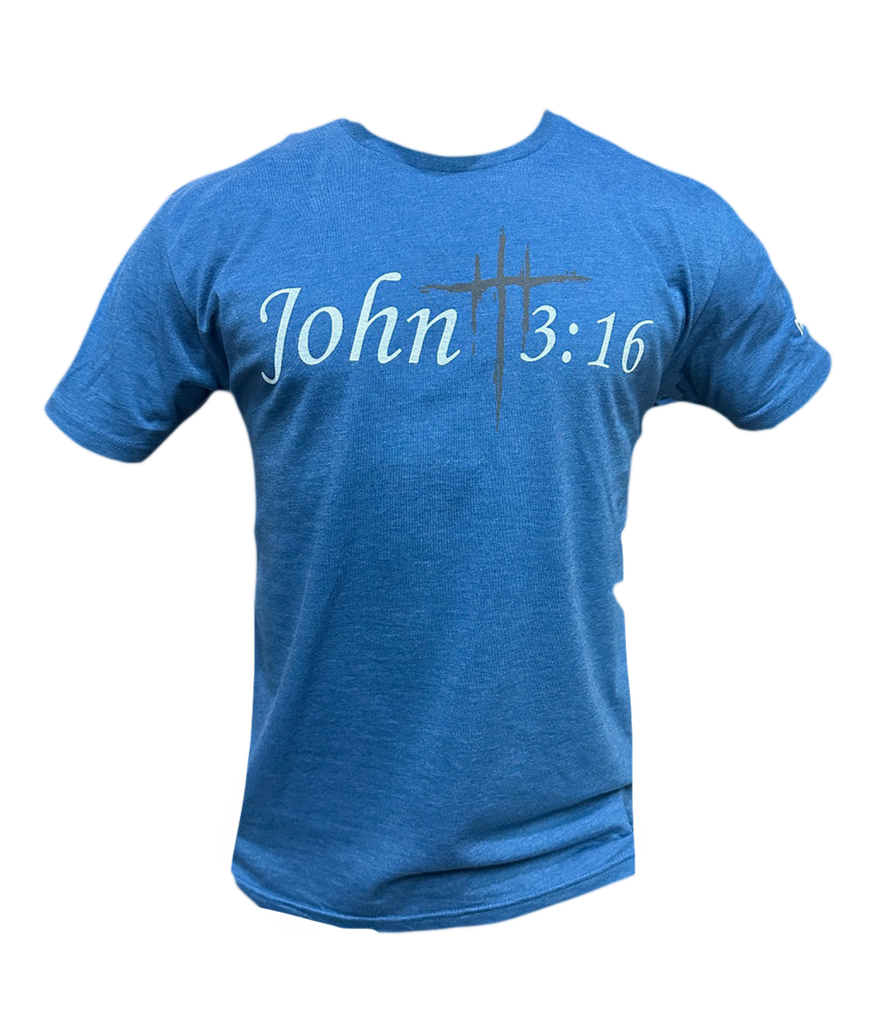 Blue John 3:16 Adult T-Shirt
