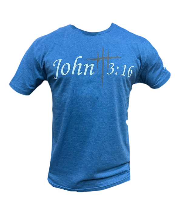 Blue John 3:16 Adult T-Shirt
