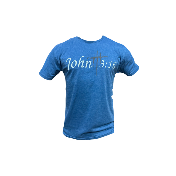 Blue John 3:16 Adult T-Shirt