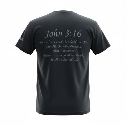 Black John 3:16 Reflective Adult T-Shirt