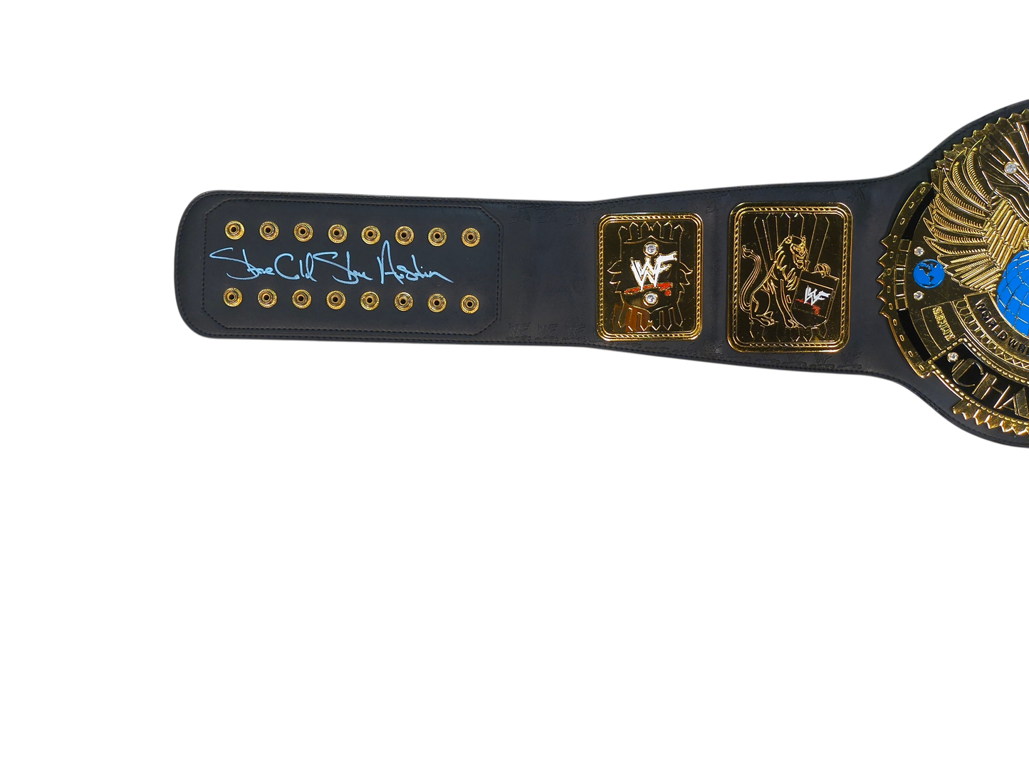 Stone Cold Signed WWF Figures Inc. Attitude Era Replica Title Belt